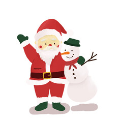 santa claus with smiley snowman 