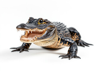 Fototapeta premium Powerful Alligator Displaying Its Open Mouth in a Menacing Pose