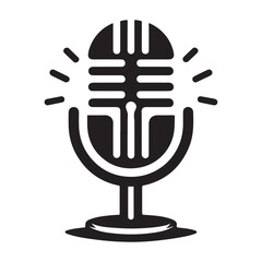 Microphone Icon Silhouette Logo Sticker Vector Isolated on White Background Audio Symbol Design