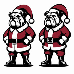 Bulldog in Santa Claus Costume with Hands on Hips