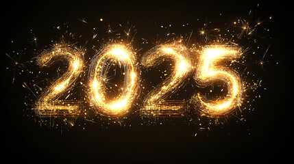 2025 Happy New Year Celebration With Glitter And Fireworks In Eve Night
