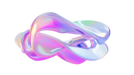 Fototapeta premium A smooth, abstract, colorful sculpture resembling flowing ribbons or waves.