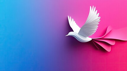 Obraz premium Elegant Paper Bird Against Vibrant Background