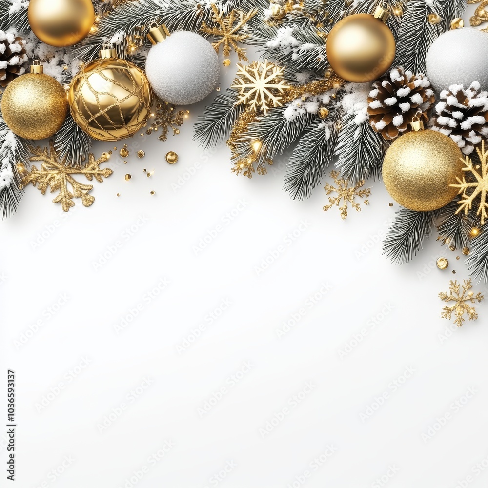 Wall mural merry christmas and happy new year holiday white banner illustration. xmas design with realistic 3d 