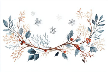 柊と雪の背景　壁紙