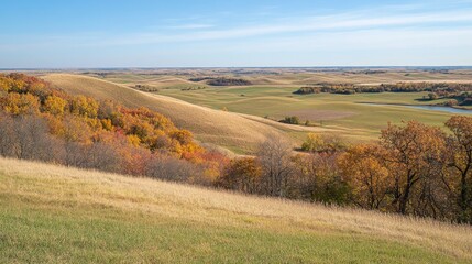 Fototapeta premium Scenic Autumn Landscape with Rolling Hills and Foliage