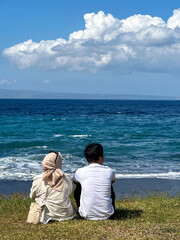 young couple on the beach in bali