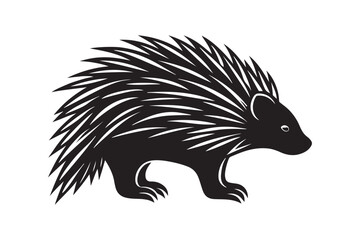 North American porcupine silhouette vector illustration