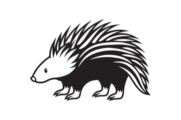 North American porcupine silhouette vector illustration