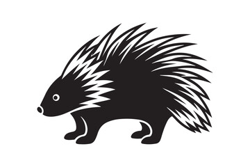 North American porcupine silhouette vector illustration