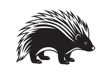 North American porcupine silhouette vector illustration
