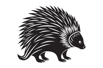North American porcupine silhouette vector illustration