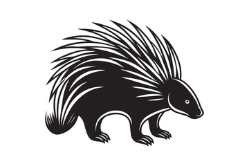 North American porcupine silhouette vector illustration