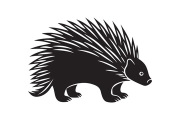 North American porcupine silhouette vector illustration