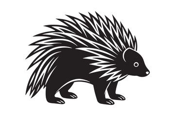 North American porcupine silhouette vector illustration