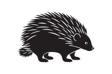 North American porcupine silhouette vector illustration