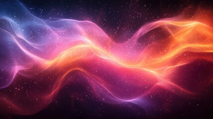 Fototapeta premium Colorful abstract waves of light flow through a dark cosmic background, creating a vibrant aesthetic at nighttime