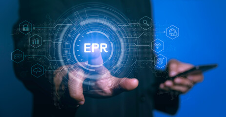 ERP Enterprise resources planning system software business technology.