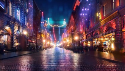 Obraz premium The city�fs heartbeat can still be felt in the rain. 