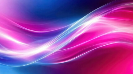 Abstract colorful wave background with vivid pink, blue, and white light trails.