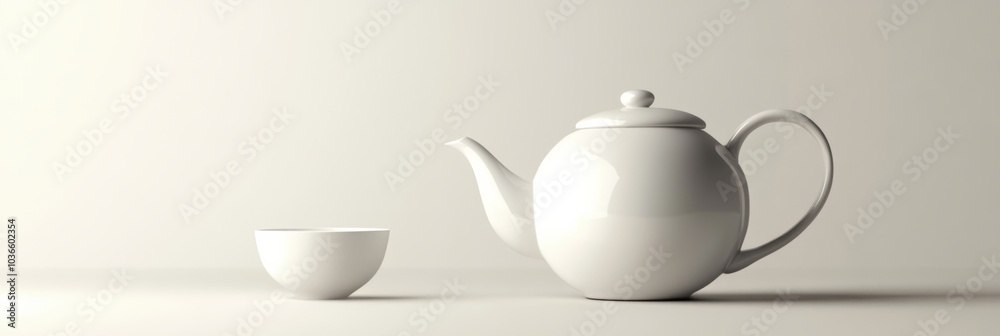 Aufkleber the elegant white tea kettle sits beside a small cup, creating a peaceful atmosphere perfect for enj
