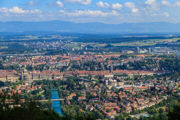 Aerial view of Bern city from Gurten mountain, Switzerland