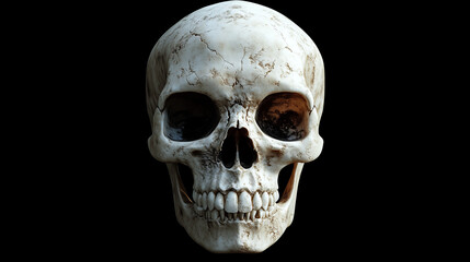 Obraz premium Human skull, isolated, front view with intricate bone details