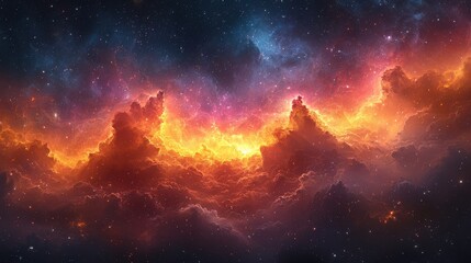 Fototapeta premium Breathtaking cosmic clouds illuminated by vibrant colors in the universe during a stellar moment of celestial wonder