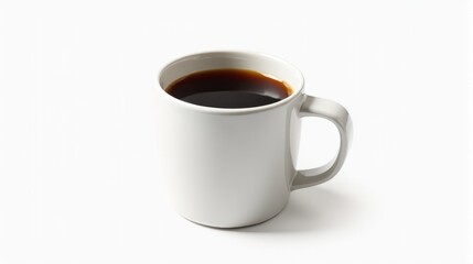 White Ceramic Mug Filled With Coffee, Isolated on a White Background.
