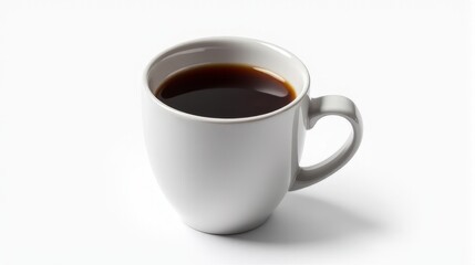 Obraz premium White Ceramic Mug Filled With Coffee, Isolated on a White Background.