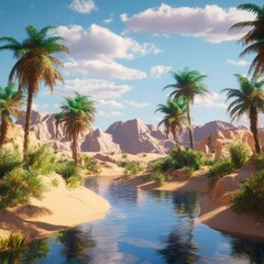 Fototapeta premium Landscape with desert oasis