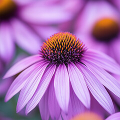 Fototapeta premium Purple echinacea flower in full bloom, close-up view.