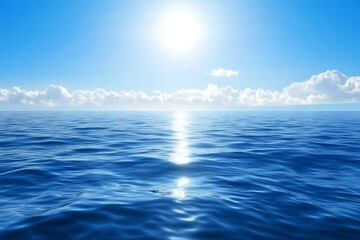 Fototapeta premium Beautiful seascape with sun reflected in water. Nature composition