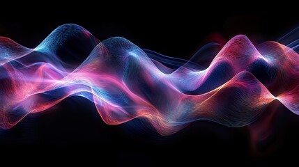 Obraz premium A holographic projection of abstract waves, flowing and pulsating with soft gradients and light effects