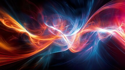 An artistic hologram of an abstract design concept, featuring evolving shapes and light effects in a visually stunning display