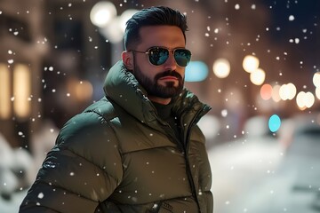 Handsome man in winter, fashion in winter concept.