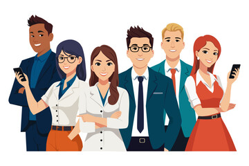 Company employees and colleagues who work as a team brainstorm and create work together happily