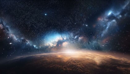 Light years separate distant stars, creating a sense of scale.  