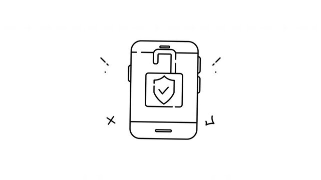 Smartphone security concept with padlock and check mark symbolizing protection. Ideal for mobile security apps and data protection concepts.