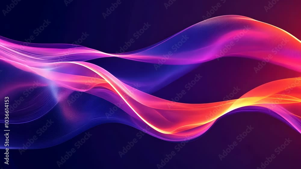 Canvas Prints abstract purple and orange waves flow across a dark background