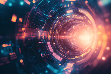 Obraz premium Abstract Futuristic Technology with Digital Tunnel Effect