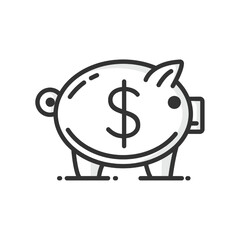 Piggy bank icon isolated vector illustration.