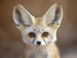 Fototapeta premium Adorable Fennec Fox Showcasing Its Large Ears in a Charming Pose