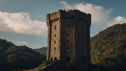 The archer tower is a prominent feature of the landscape
