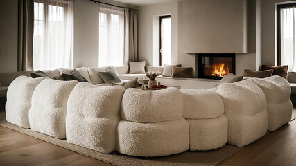 Interior Design. Architecture. Computer generated image of living room. Architectural Visualization. 3D rendering.