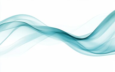 Fototapeta premium Abstract wave design with flowing teal lines on a white background, evoking a sense of calm and fluidity.