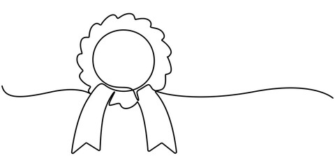 Winner award badge continuous one line drawing vector illustration. Pro vector, Continuous one line drawing of quality assurance award badge good product warranty concept vector illustration, Social