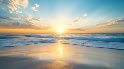 Fototapeta premium Beautiful seascape with sun reflected in water. Nature composition