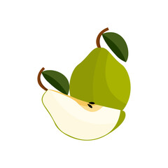 Pear vector, pear slices and whole