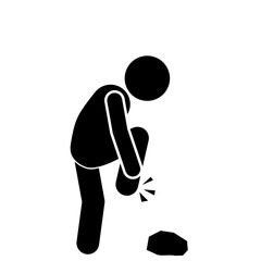 stick figure illustration of a foot tripping over a stone on the road
